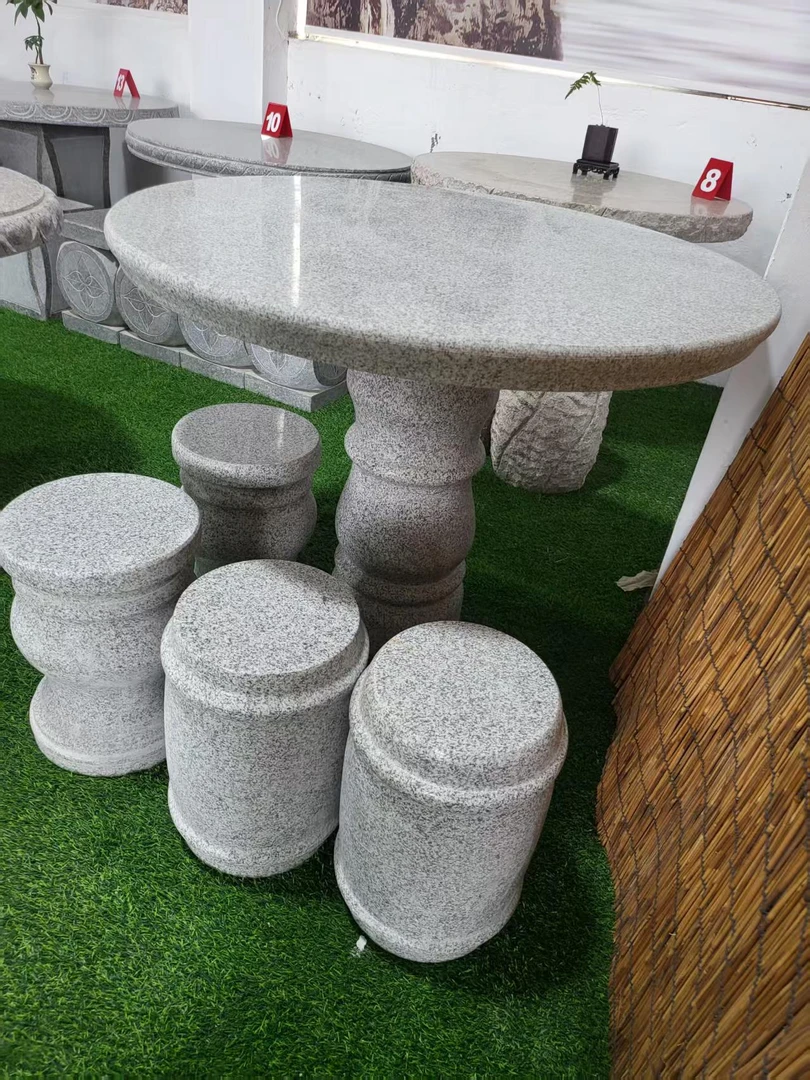 石头桌子庭院石桌天然花岗岩石桌石凳适用于庭院户外阳台公园室外