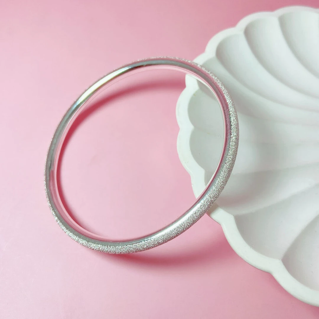 足银手镯999纯银素圈满天星磨砂年轻款时尚送闺蜜送女友