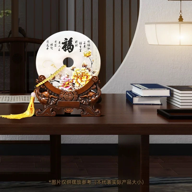 同心纳福A级玉石平安扣新中式玄关书房新房高档创意