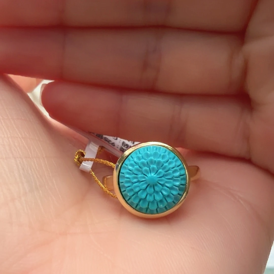 绿松石银S925镶嵌戒指