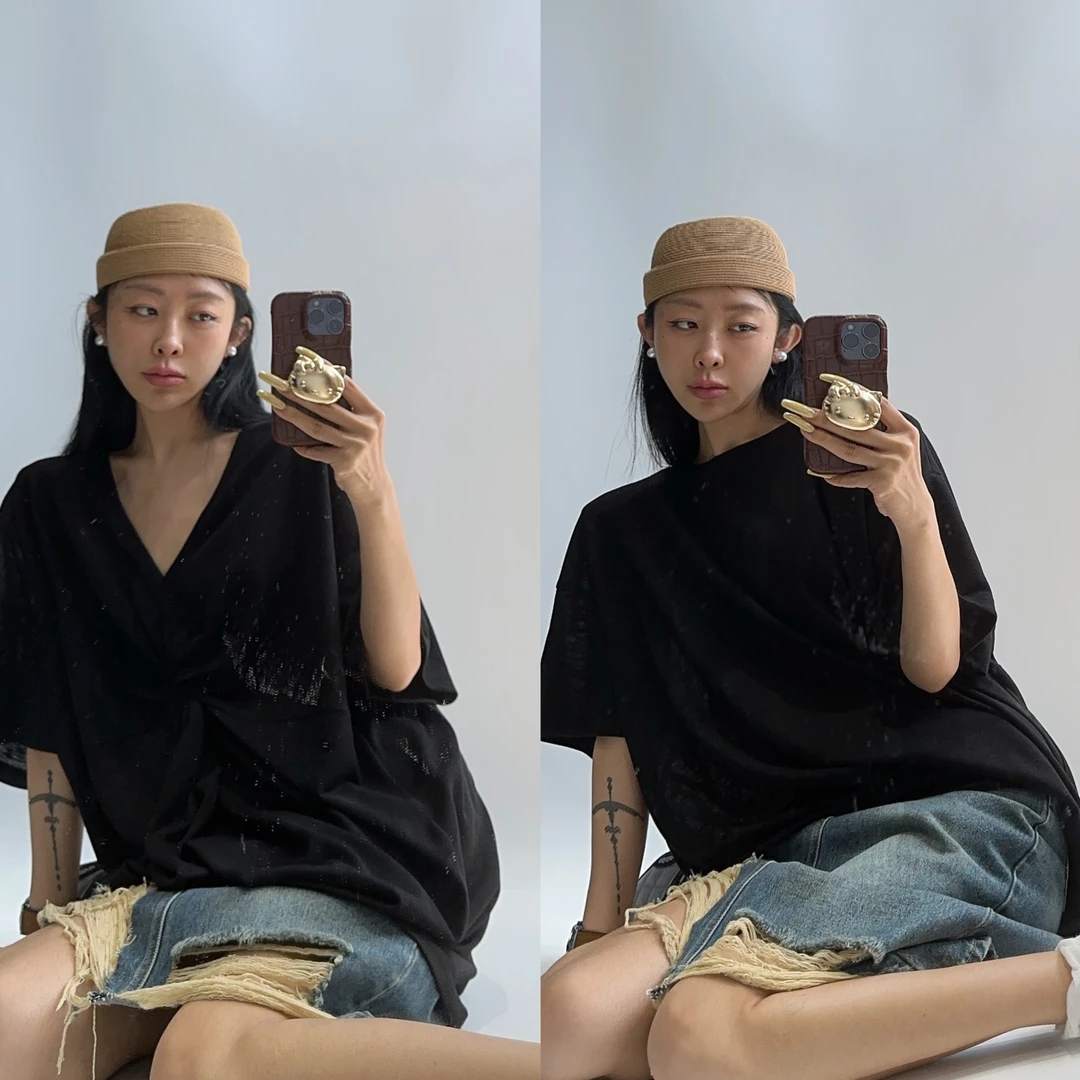 VIVISPLENDID20390#（定制福利款NO退NO换）正反两穿蝴蝶大T恤