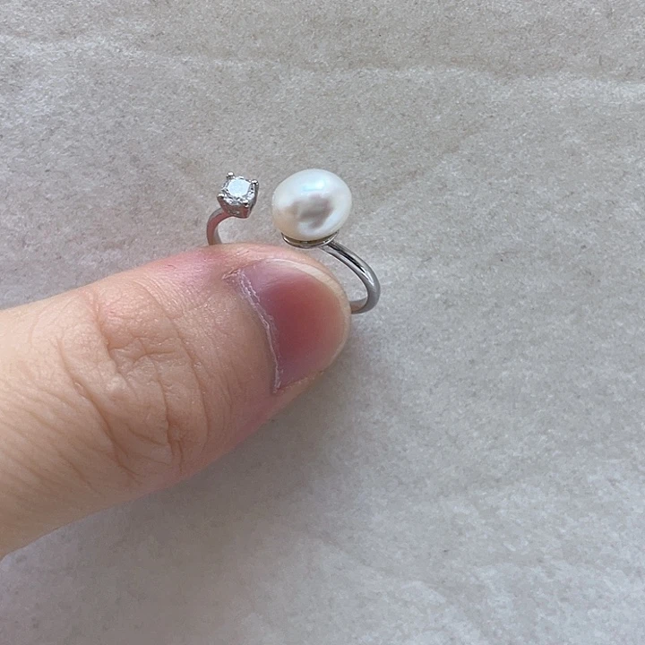 戒指银S925镶嵌海水珍珠