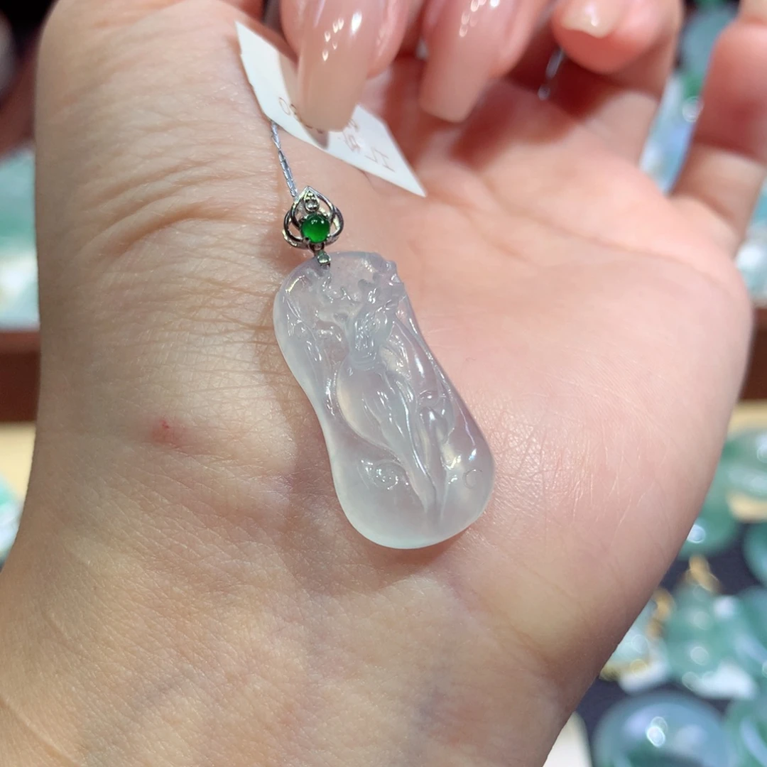 翡翠18K金镶嵌吊坠(不含链)