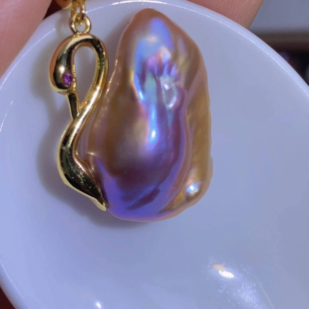 银S925镶嵌天然淡水珍珠淡水珍珠