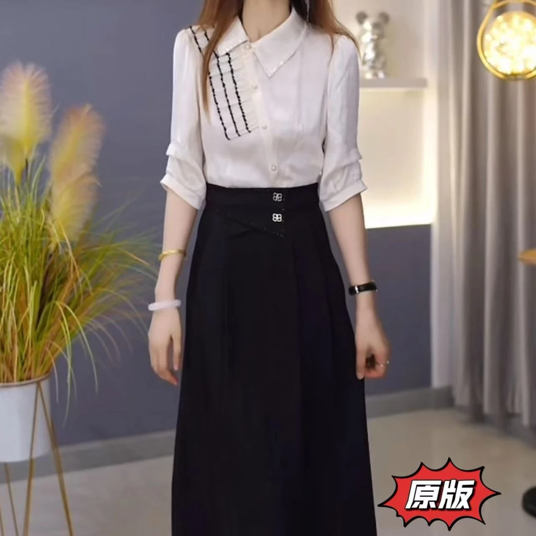 高档冰丽丝时尚假两件连衣裙2025秋季新款显瘦洋气轻奢减龄礼服裙