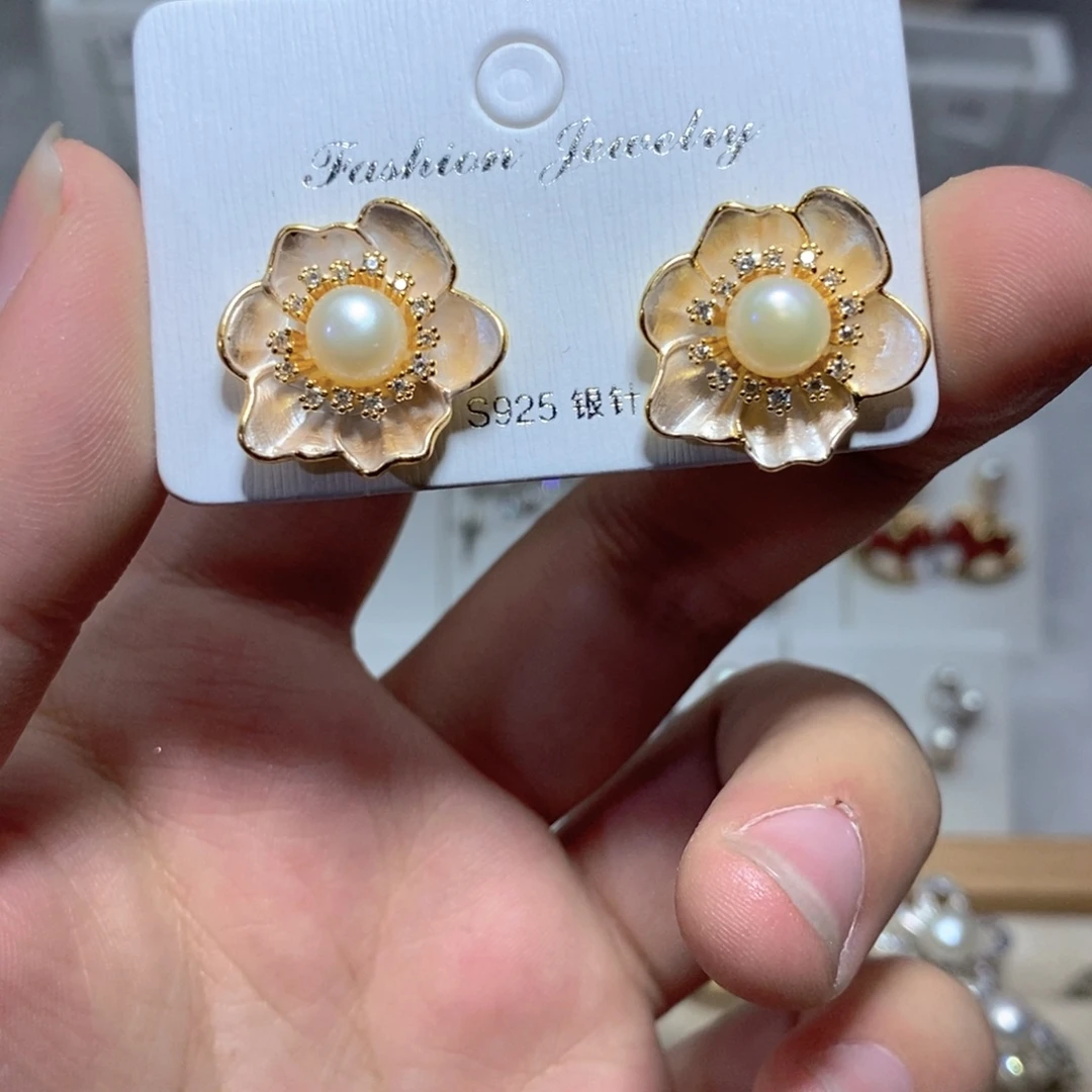 耳饰淡水珍珠银S925镶嵌