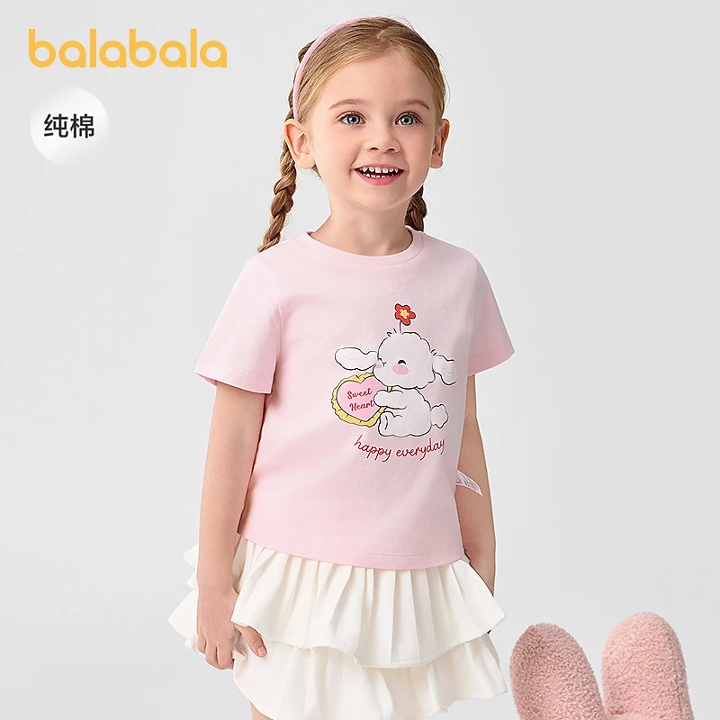巴拉巴拉童装女童短袖t恤宝宝打底衫儿童上衣2025新款夏装纯棉萌
