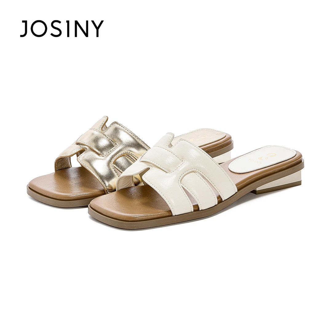 卓诗尼一字拖鞋女款夏外穿2025新款不累脚H型凉拖鞋低跟女士凉鞋