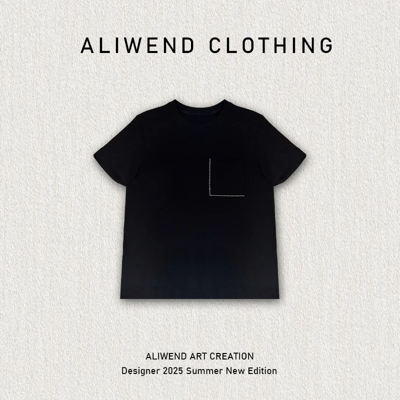 2025夏季新款凉爽透气正肩贴布口袋设计圆领短袖-251038