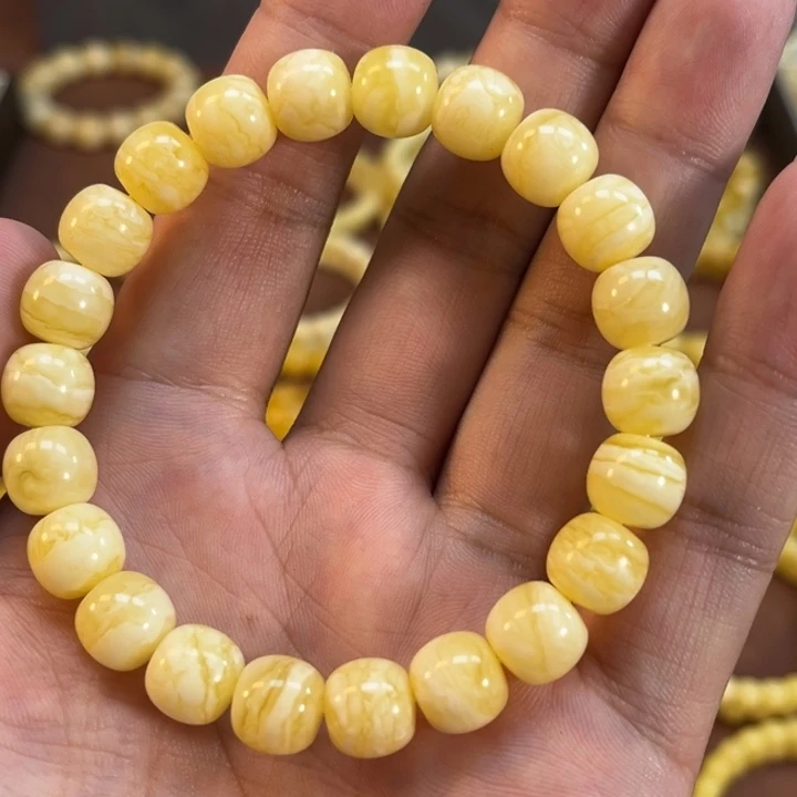 未镶嵌蜜蜡手串蓝*纯天然俄料同料白蜡金纹虎皮