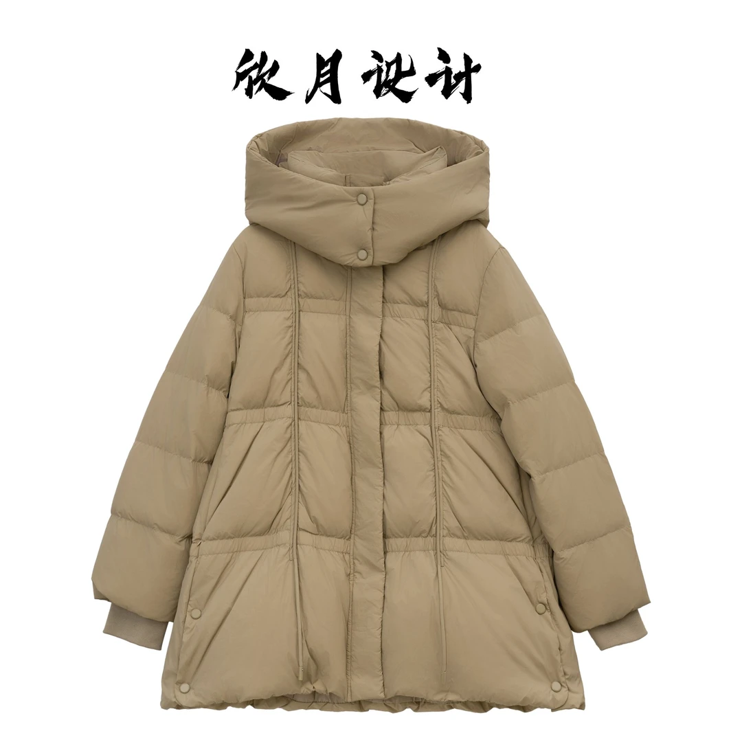 Nanerlly撤柜中长款纯色连帽90白鸭绒羽绒服MX-0763