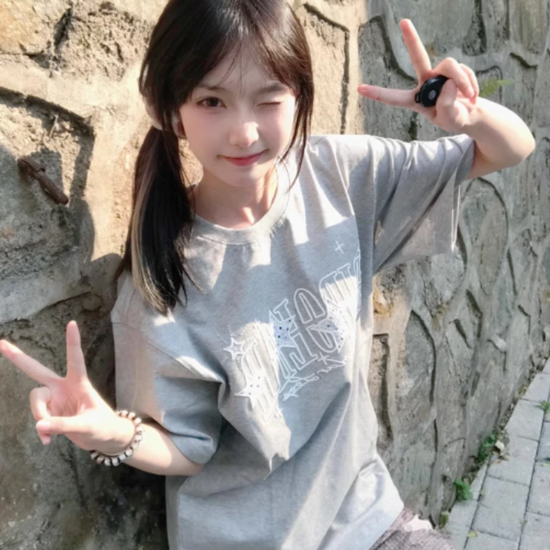 BIP-星星蕾丝贴布短袖男女同款