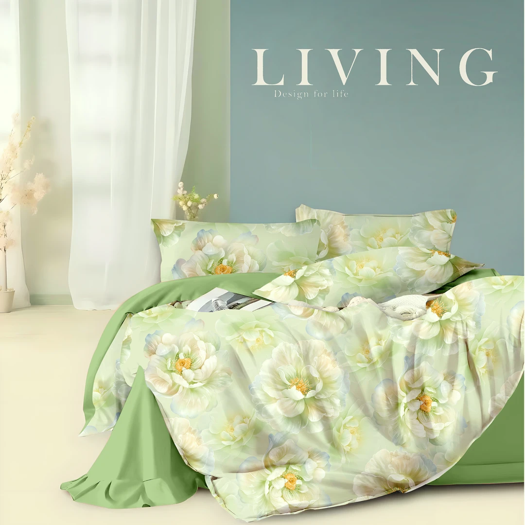 纯棉加厚斜纹布料多尺寸床单被套定做全棉面料柔软亲肤透气温婉绿