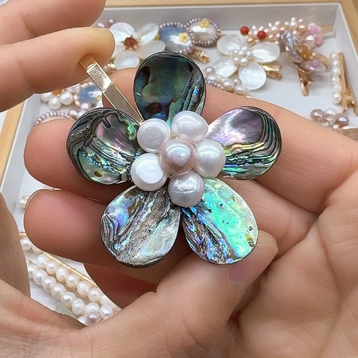 淡水珍珠发饰银S925镶嵌