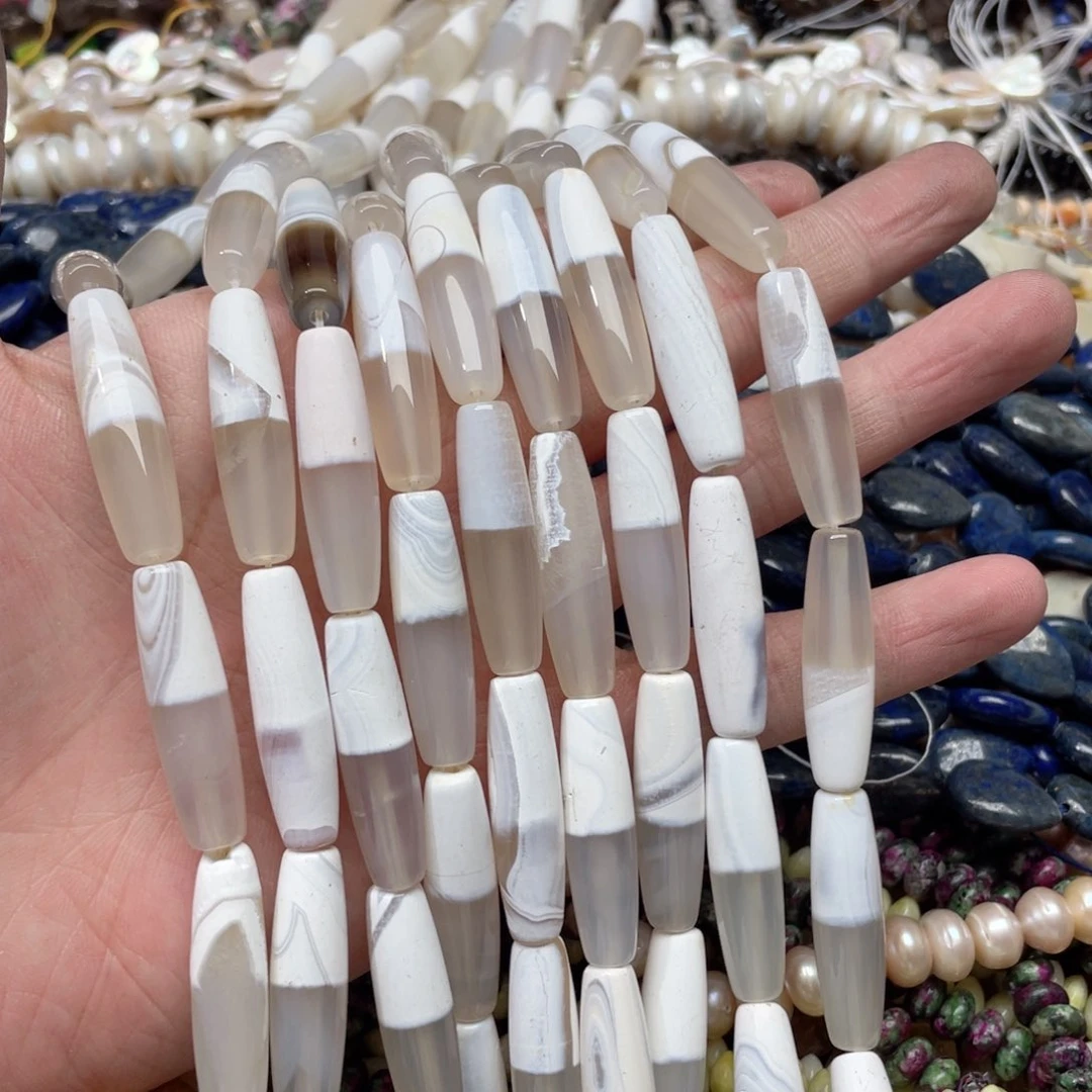 玛瑙/玉髓合金珠宝半成品一条9x34mm天朱