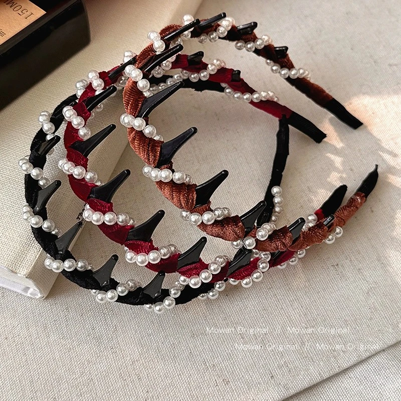 带齿珍珠波浪发箍女款碎发整理神器高颅顶防滑头箍高级感发卡头饰