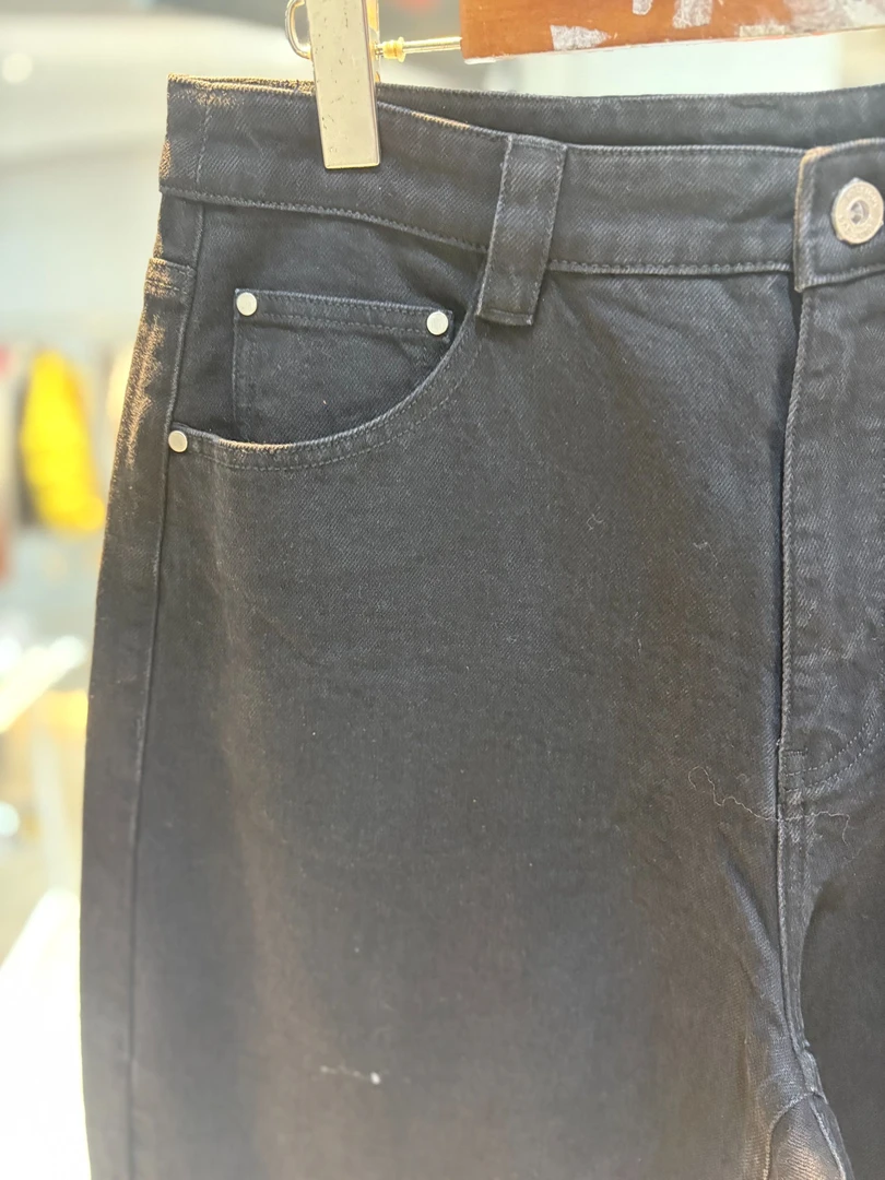【十一】 品牌撤柜微瑕   休闲直通 阔腿裤  黑色牛仔裤 ZK285