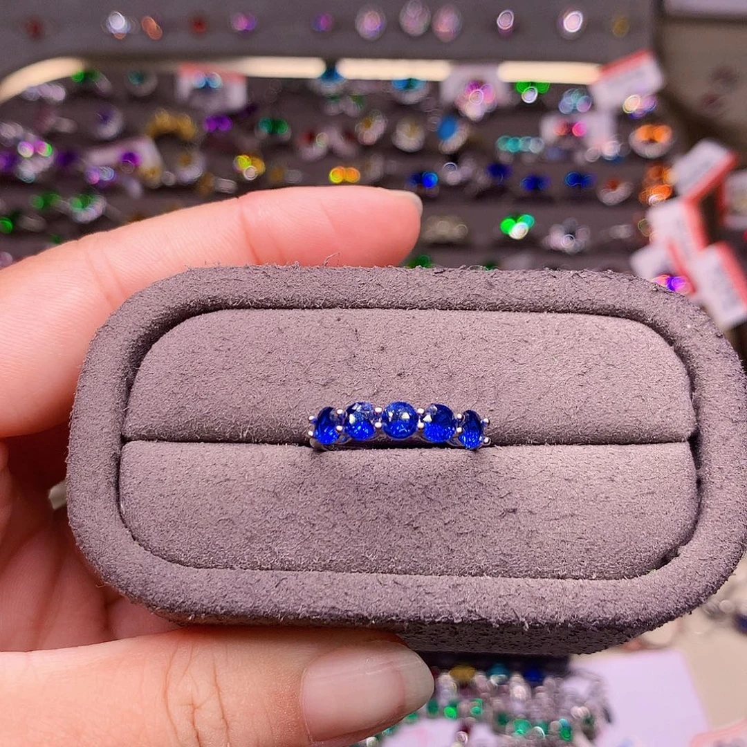 蓝宝石戒指银S925镶嵌