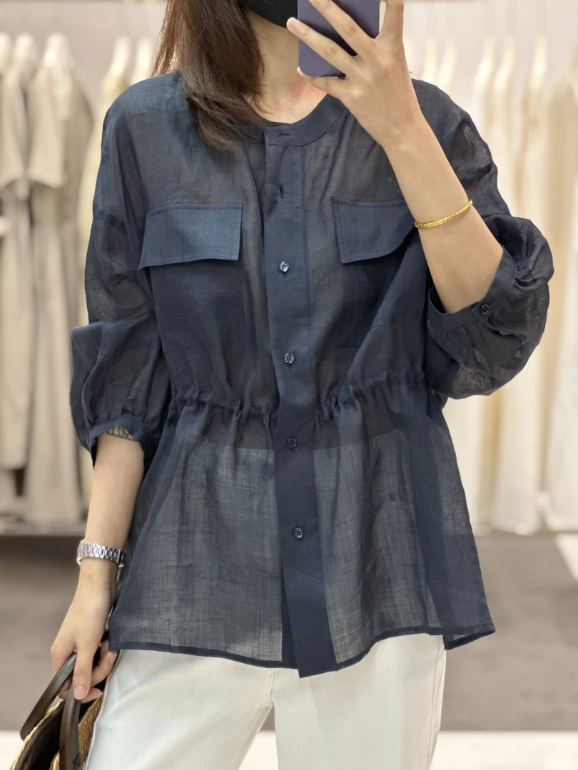 小衬衣衬衫显瘦长袖时尚夏季宽松收腰