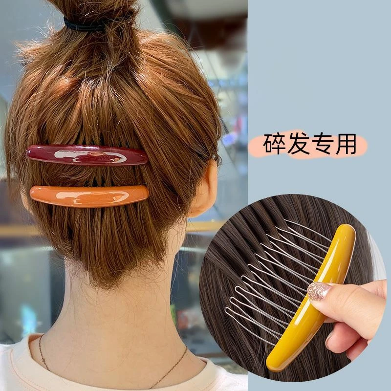 韩国无痕倒发梳插梳简约甜美刘海梳发卡防滑女后脑勺碎发发夹发饰