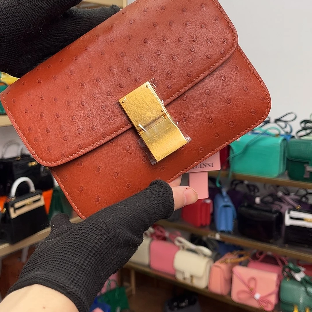 鸵鸟皮（革）豆腐棕色