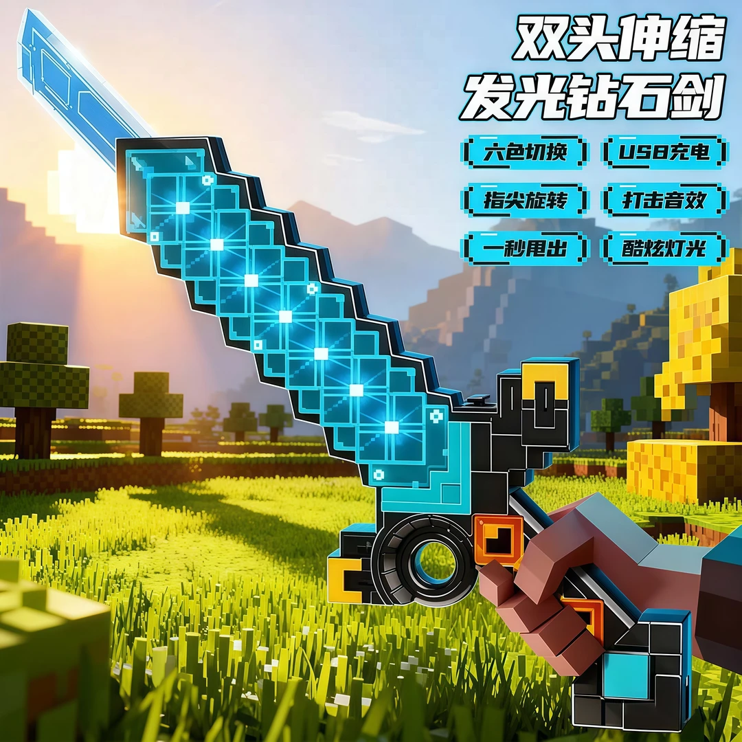 双刃伸缩钻石光剑光剑发光剑儿童玩具刀男孩礼物七彩激光剑