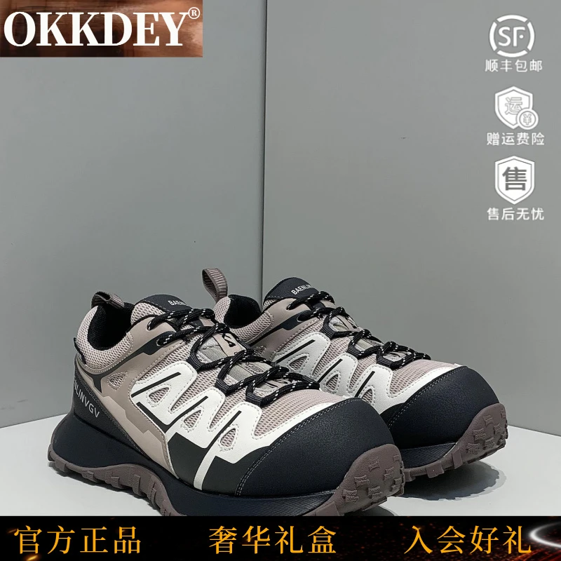 okkdey网面透气拼接登山鞋运动软底轻便老爹鞋户外休闲百搭德训鞋
