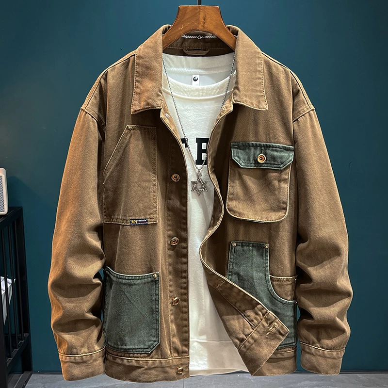 2025秋新款男士牛仔外套男潮流翻领百搭休闲夹克上衣青年男装衣服