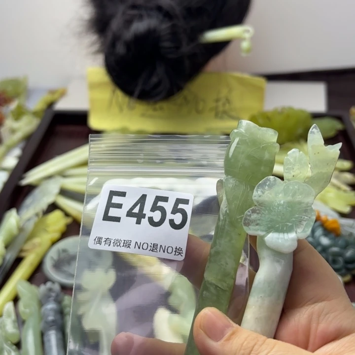 蛇纹石玉发饰合金兰*娇