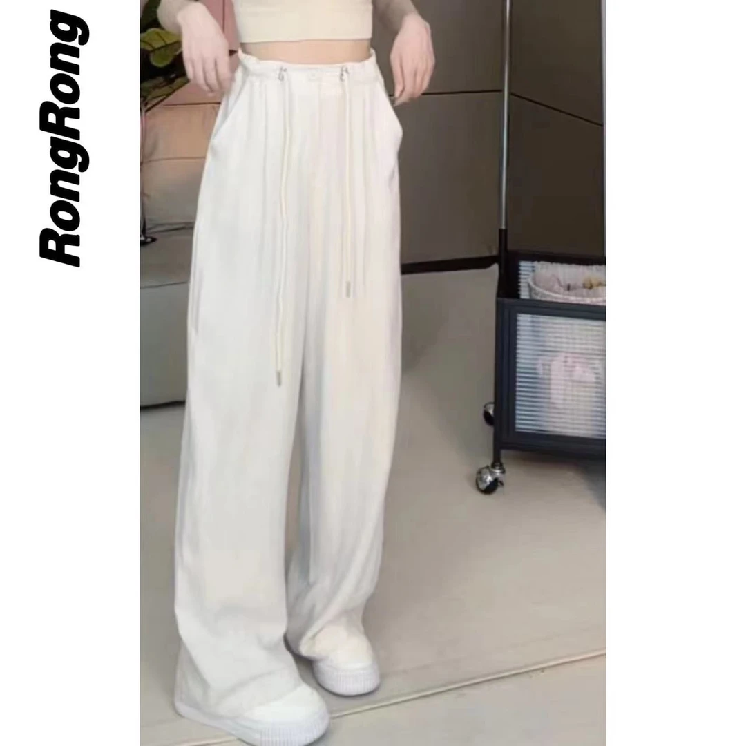 【cici专属】RX0460新中式国风裤子新款高腰垂坠感直筒宽松阔腿裤