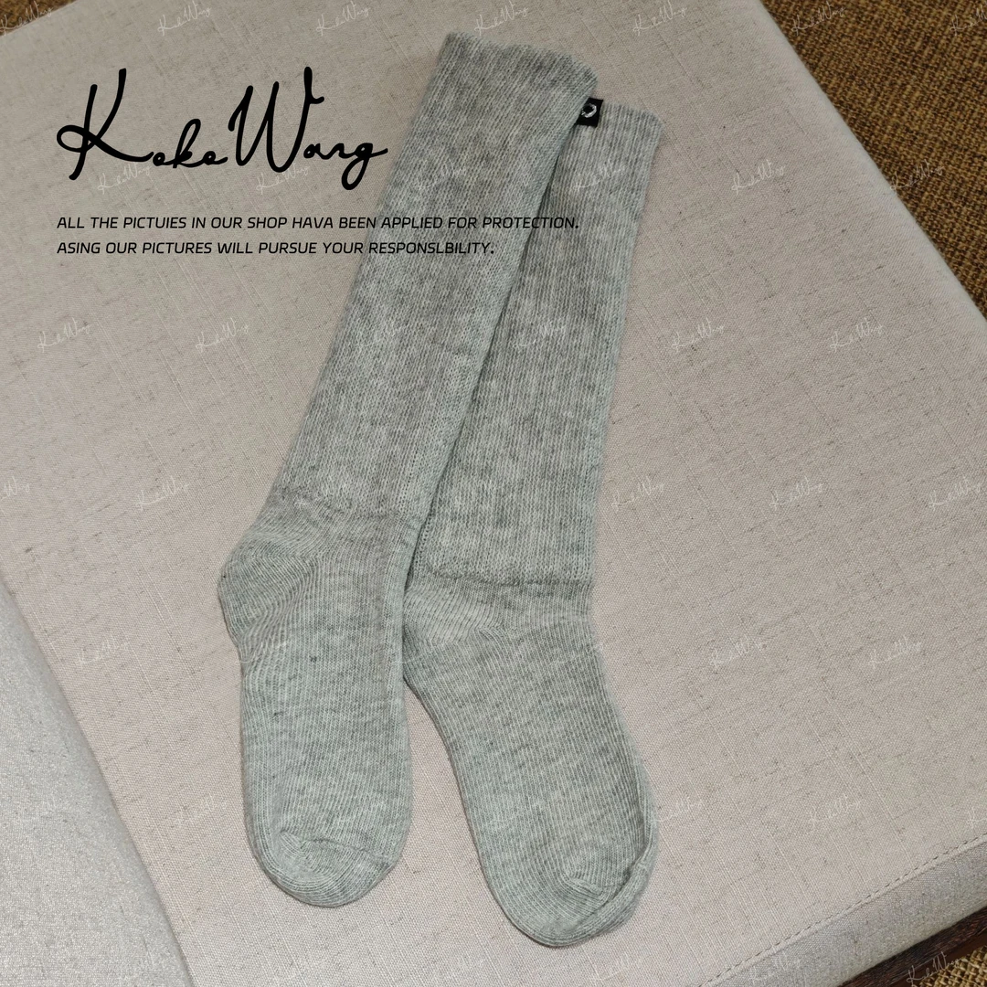 KOKO WANG 秋冬新款简约纯色可叠搭时尚保暖中筒袜 X7805J26S42