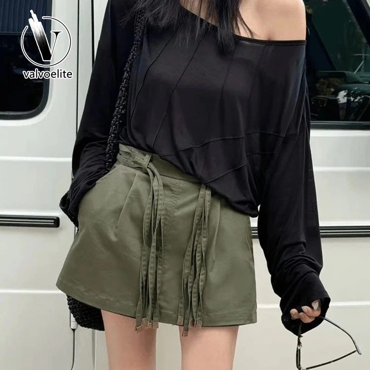 VALVOELITE韩系长袖防晒罩衫T恤女新款轻薄防晒衣韩系防晒斜肩