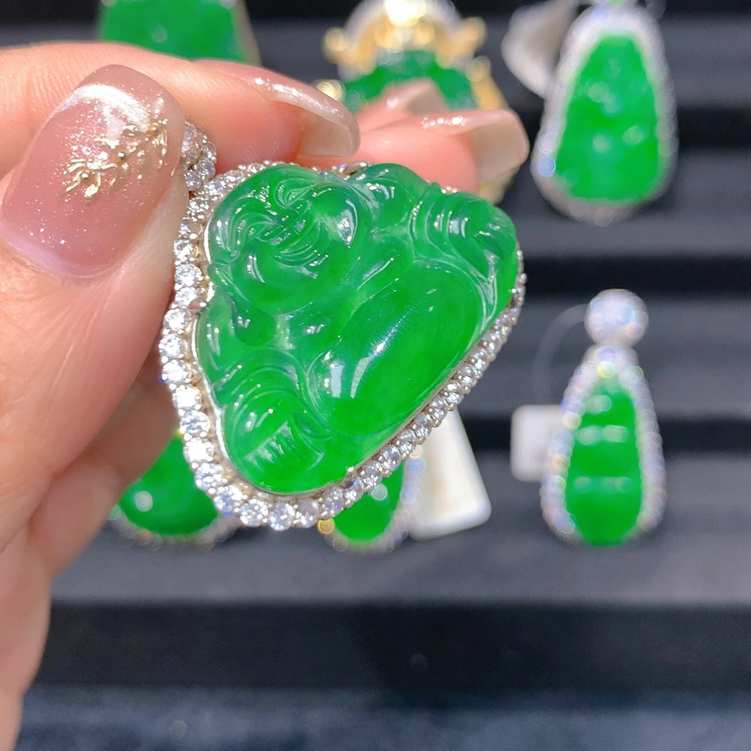 翡翠吊坠(赠链)银S925镶嵌00088