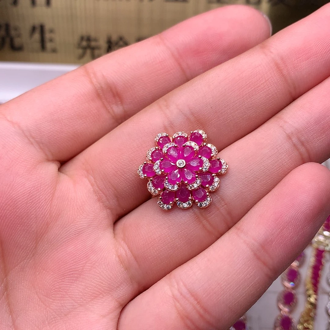 红宝石戒指银S925镶嵌玥