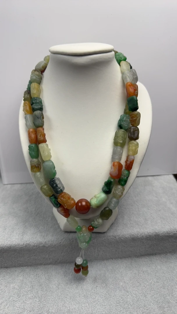 腾冲老料，多宝罗汉项链！坠链单圈