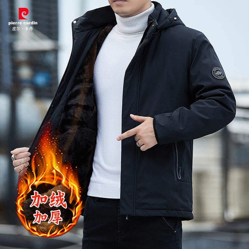 皮尔卡丹棉服外套男士冬季2025新款加厚保暖夹克商务休闲工装棉衣