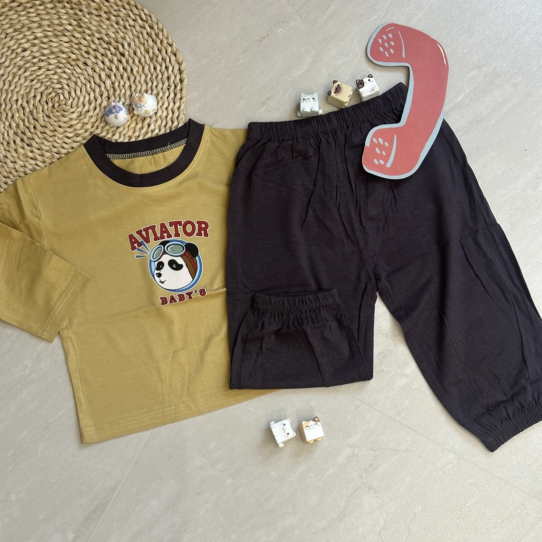 A类儿童家居服卡通春秋长袖家居服套装莫代尔棉睡衣空调服