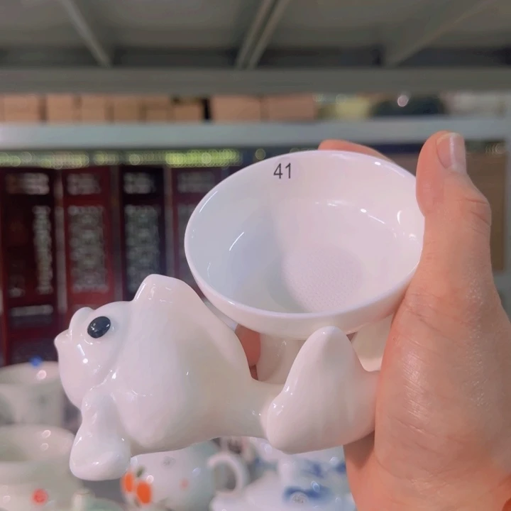 羊脂釉面一体全瓷两件套过滤网小鱼儿41