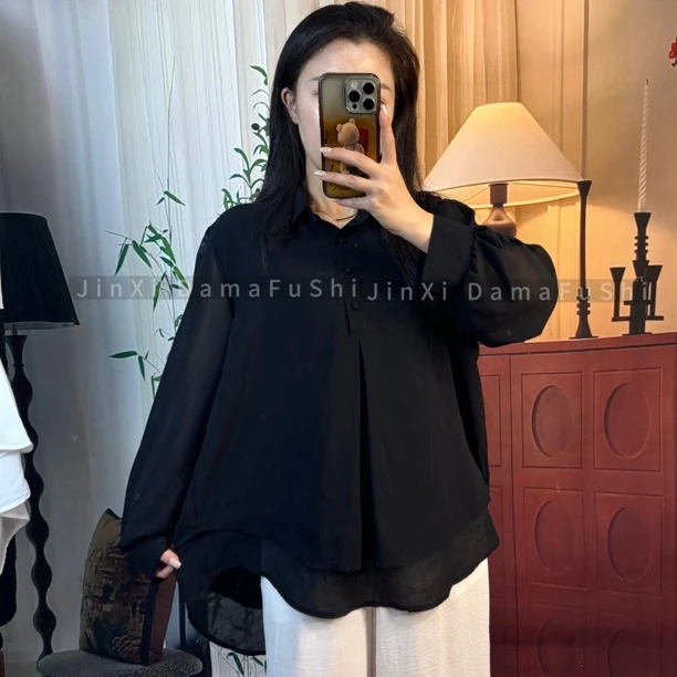 285新款设计2025气质百搭休闲宽松显瘦韩版小众长袖衬衫上衣衬衣