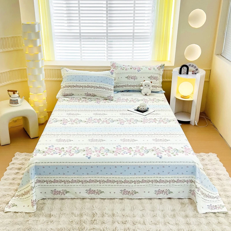 100%纯棉床单单件小清新单人学生宿舍1.2米双人床上全棉被单枕套