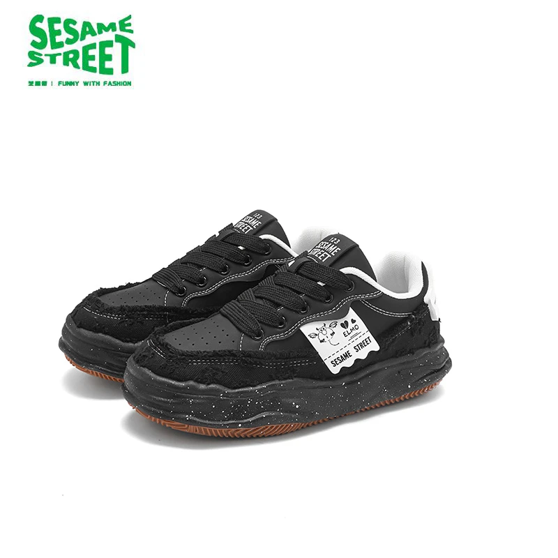 芝麻街男生鞋子秋冬季新款时尚溶解鞋低帮复古厚底潮流休闲板鞋子