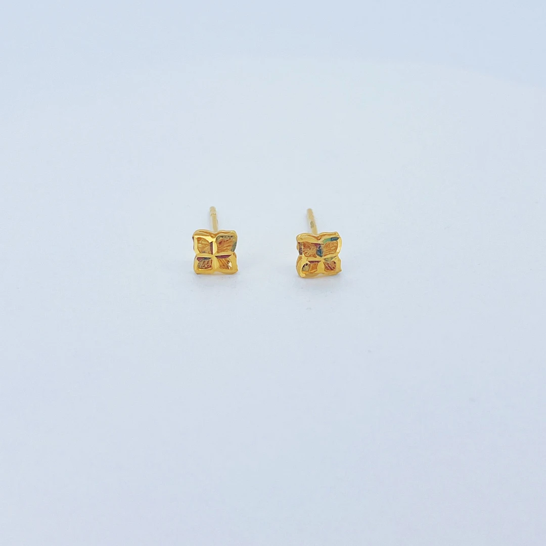 足金999黄金镂空直针金耳钉0.82*