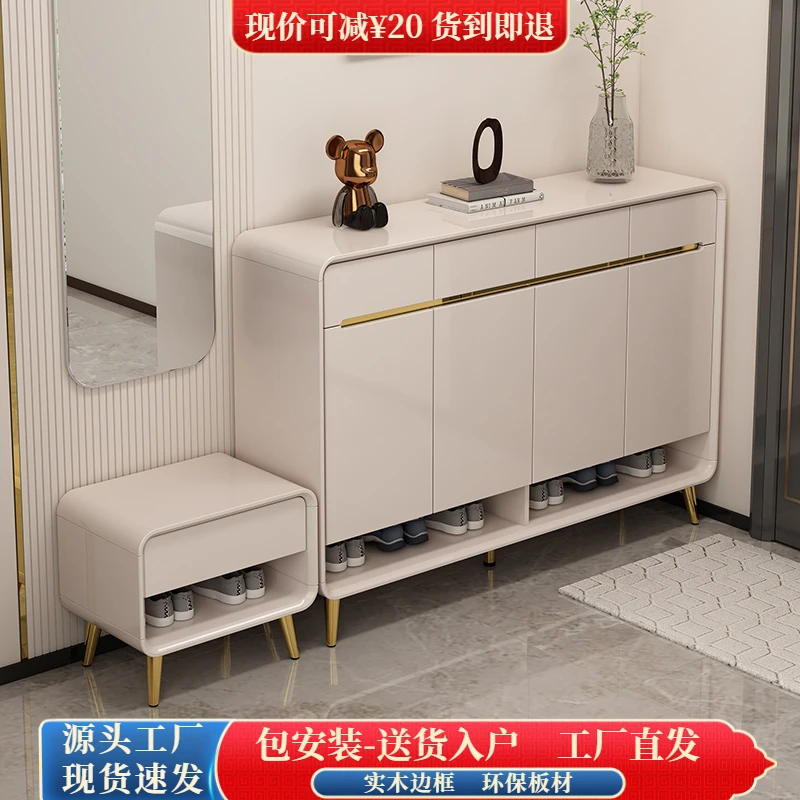 轻奢风鞋柜家用门口玄关柜现代简约大容量2024新款楼道入户置物柜