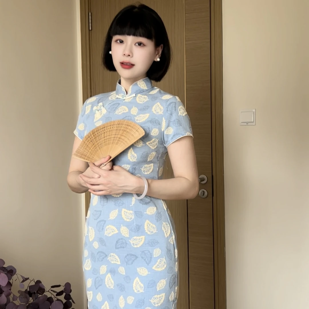 2025立领印花修身新中式复古文艺显瘦旗袍连衣裙女