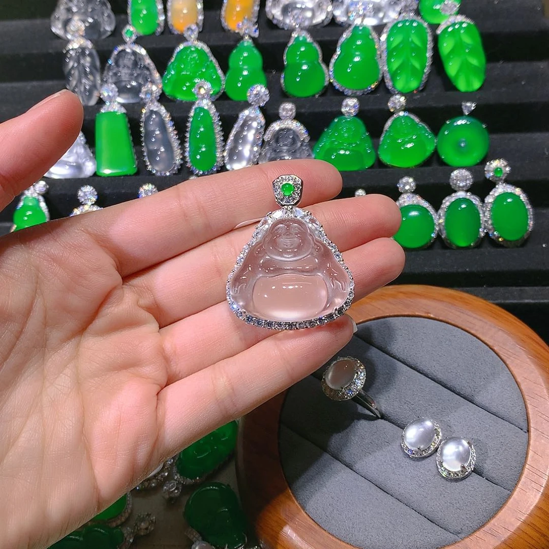 释***）石英质玉银S925镶嵌颈饰