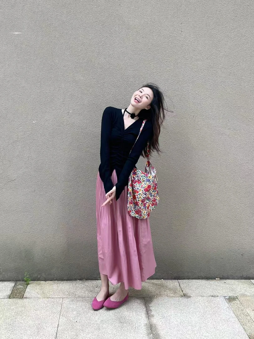 2025春季新款气质穿搭法式设计感韩系上衣高腰显瘦半身裙两件套