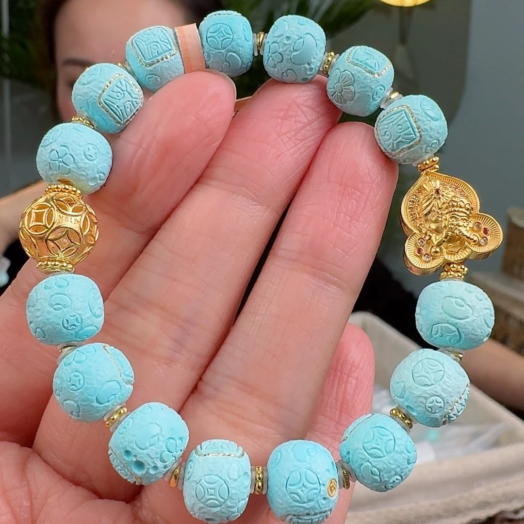 绿松石珠宝奇石18K金镶嵌