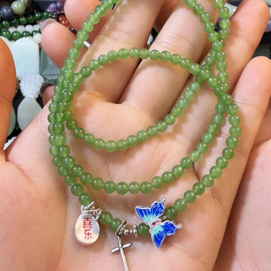 和田玉银S925镶嵌手链