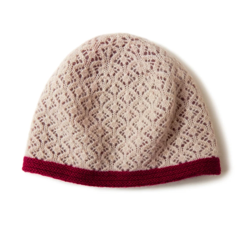 时尚气质凤尾花镂空造型双层山羊绒帽保暖帽护耳时尚绒帽包头帽子