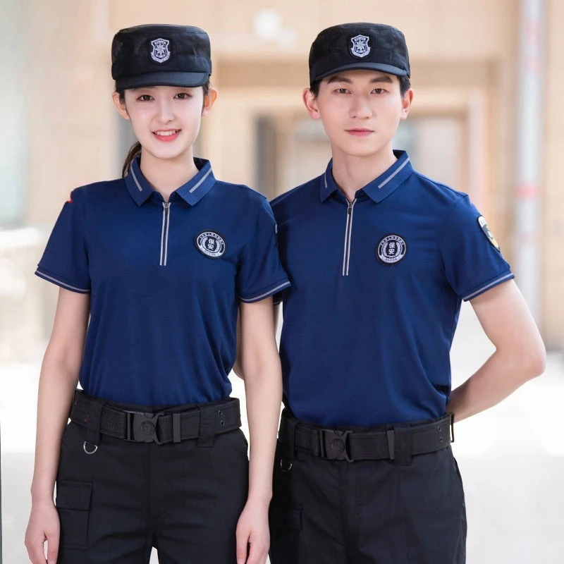 【发货快】黑色保安短袖T恤单上衣夏季物业安保团体工作服执勤作训